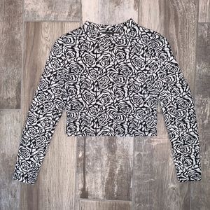 DIVIDED H&M Top Long Sleeve Cropped Floral Knit